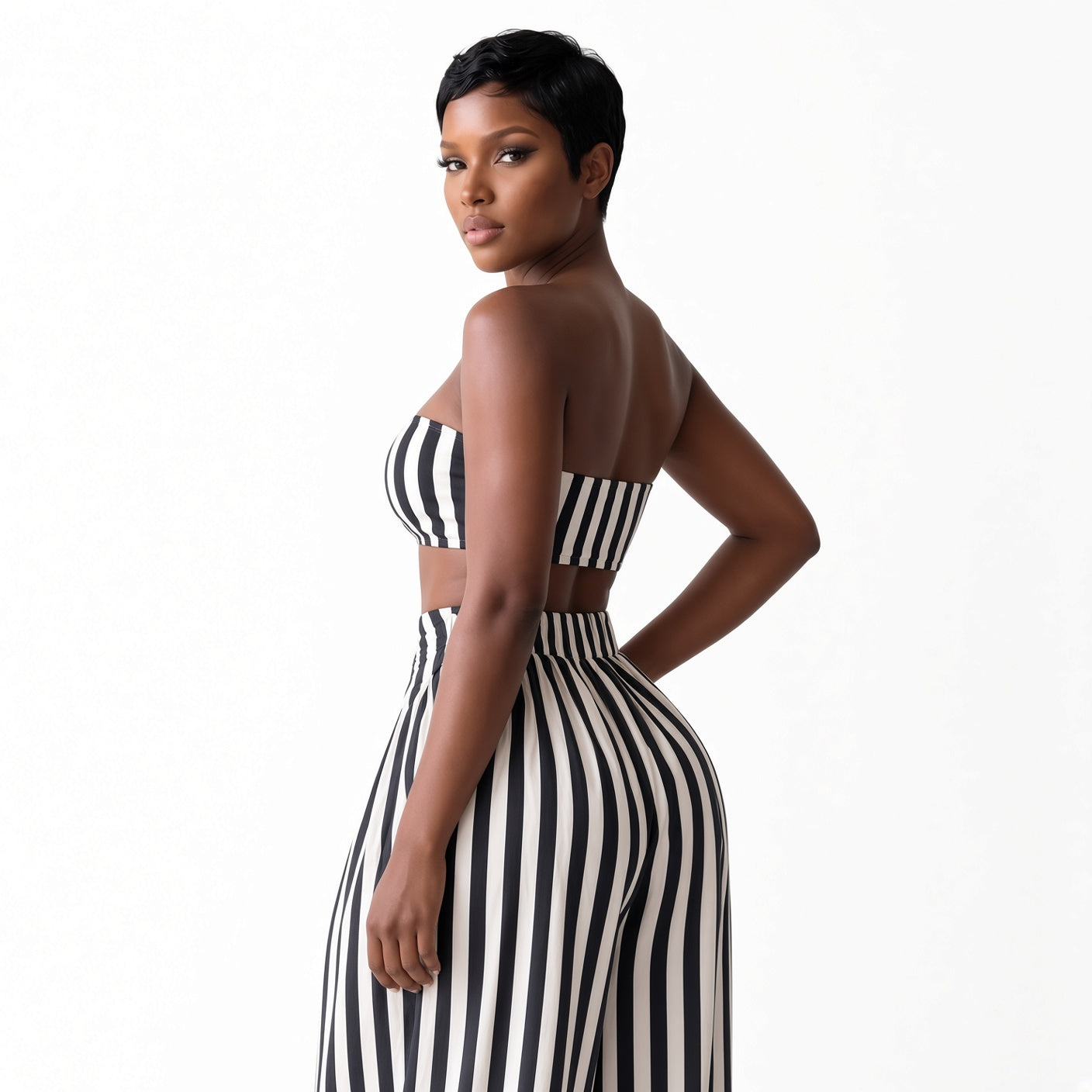 The Elara Striped Bandeau Pant Set