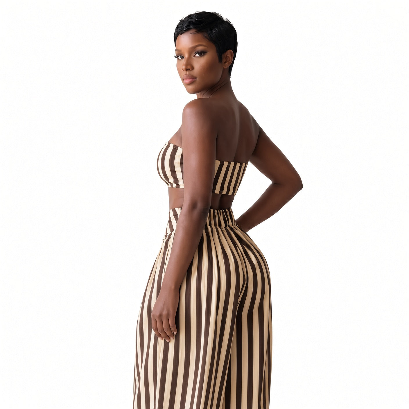 The Elara Striped Bandeau Pant Set