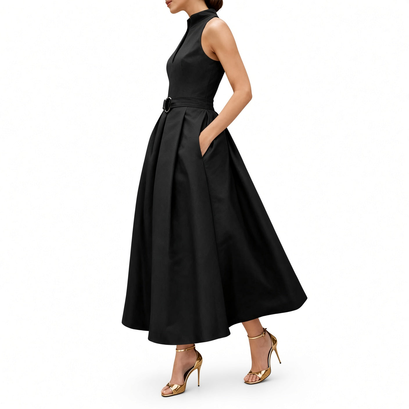 The Elara Zip-Neck Fit-and-Flare Midi Dress