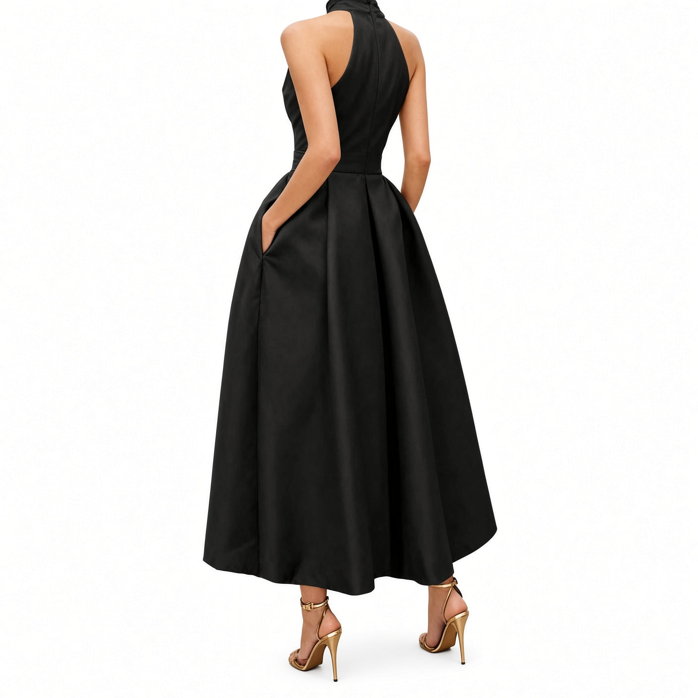 The Elara Zip-Neck Fit-and-Flare Midi Dress