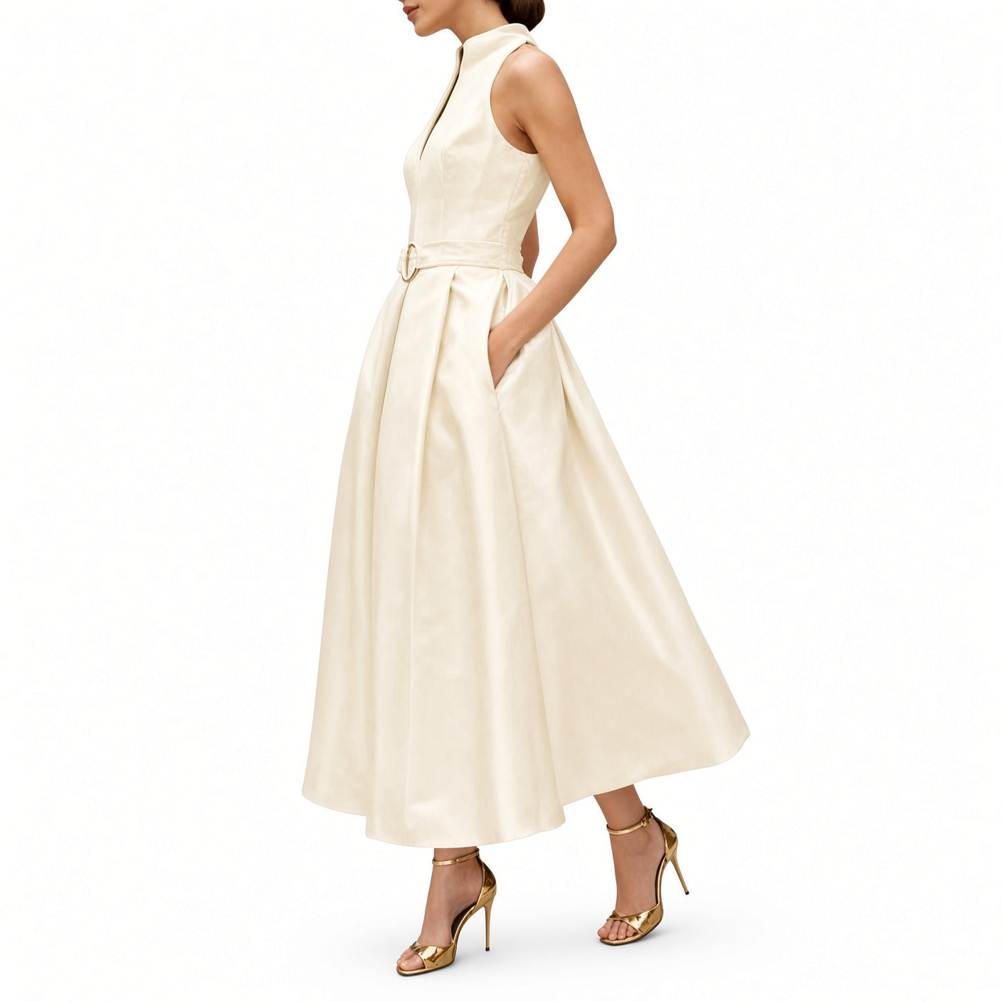 The Elara Zip-Neck Fit-and-Flare Midi Dress