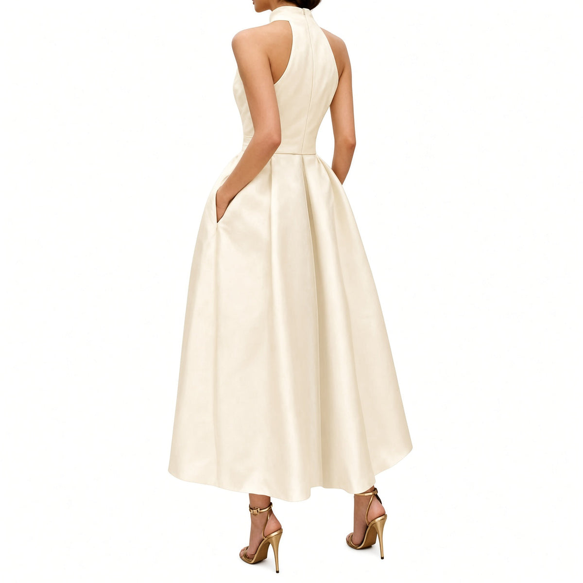 The Elara Zip-Neck Fit-and-Flare Midi Dress