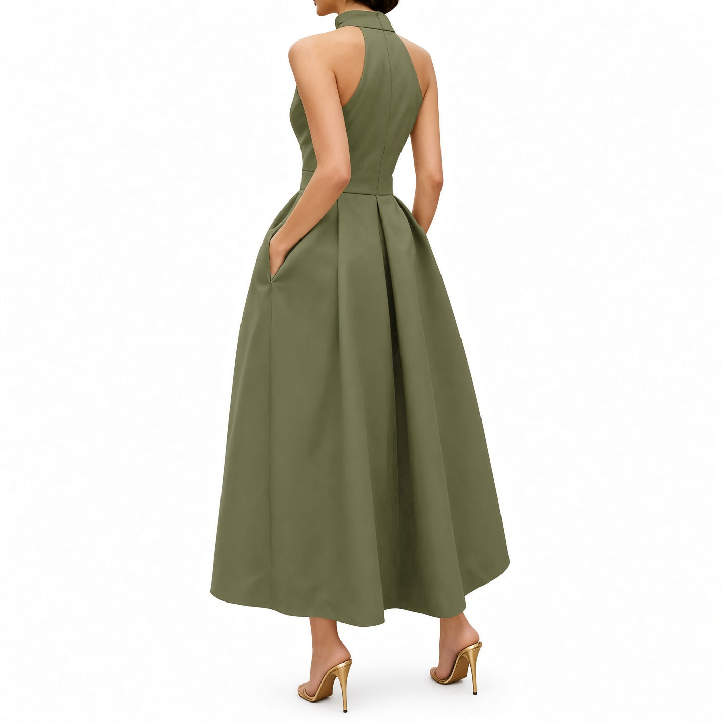 The Elara Zip-Neck Fit-and-Flare Midi Dress