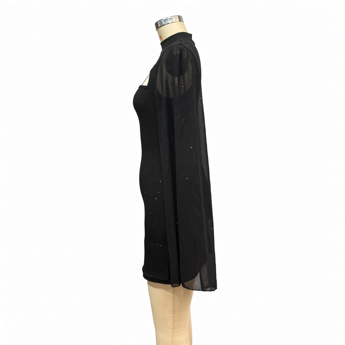 The Elara Glitter Cape Mini Dress