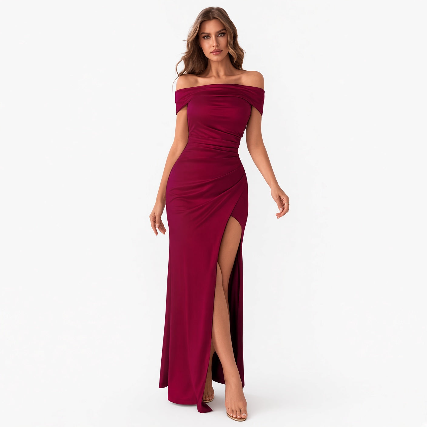 Ceri | Draped Satin-Look Maxi Dress