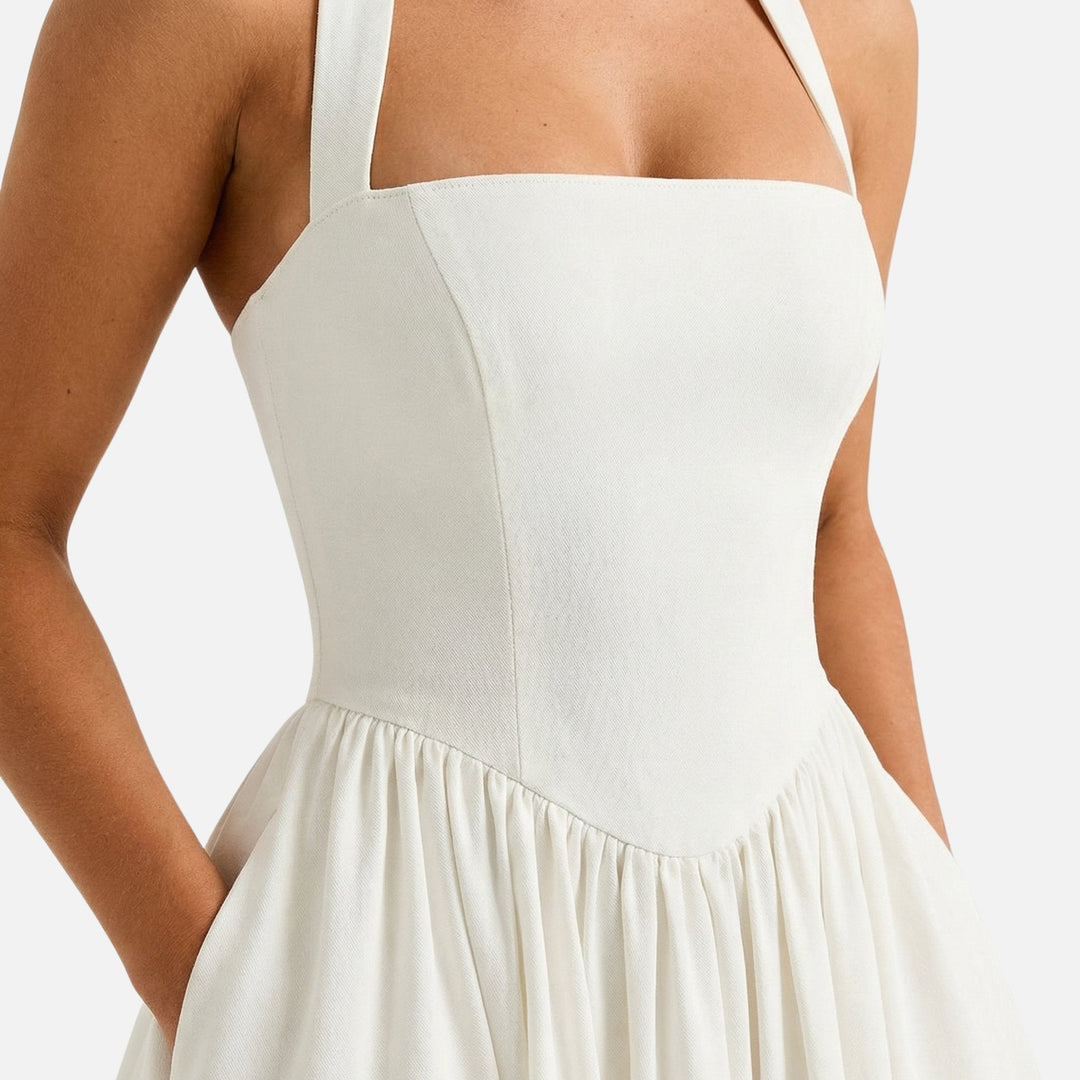 Luna | Flare Mid-Length Halter Dress Stretch