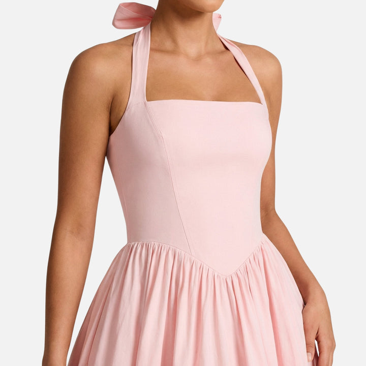 Luna | Flare Mid-Length Halter Dress Stretch