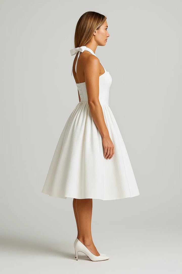Luna | Flare Mid-Length Halter Dress Stretch