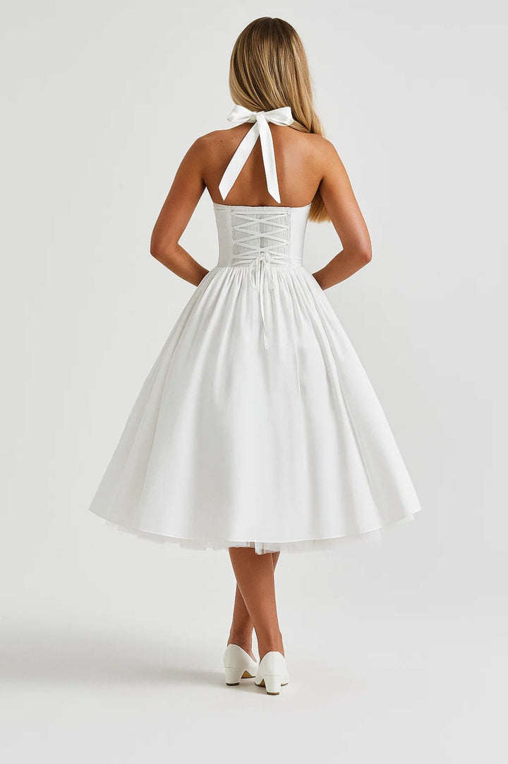 Luna | Flare Mid-Length Halter Dress Stretch