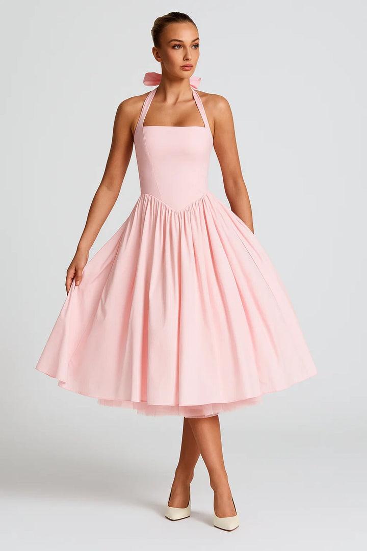 Luna | Flare Mid-Length Halter Dress Stretch