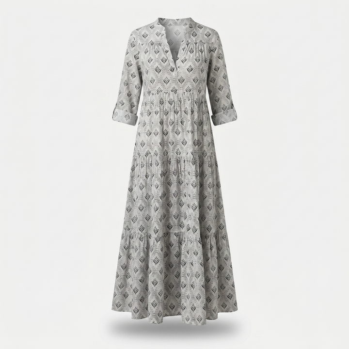 Maisie | Floral Cotton Beach Maxi Dress with Tiered V-neck
