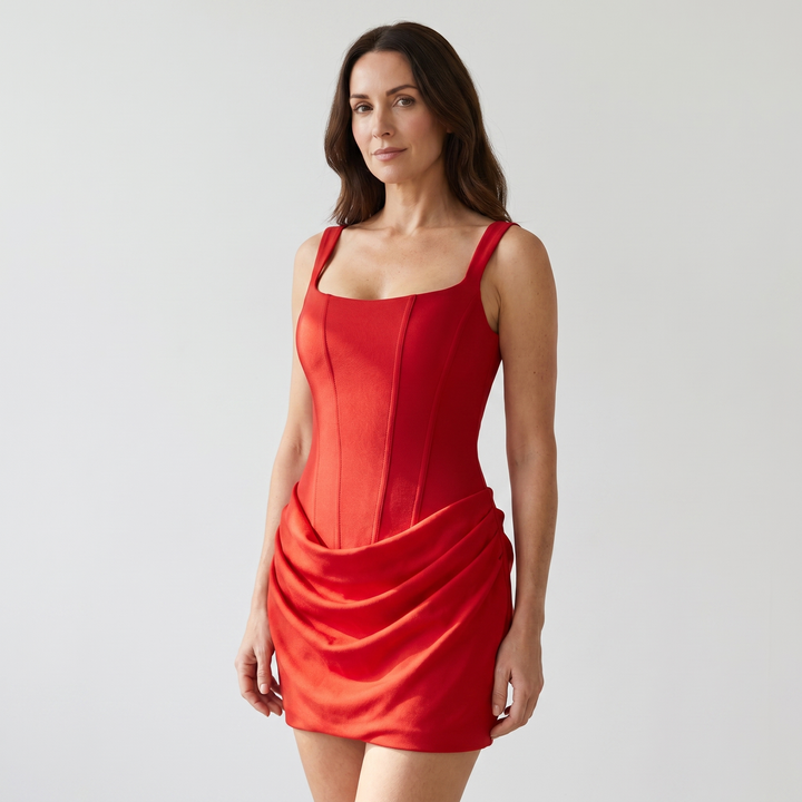 Giselle | Form-Fitting Mini Dress – Bustier Bodice and Gathered Skirt
