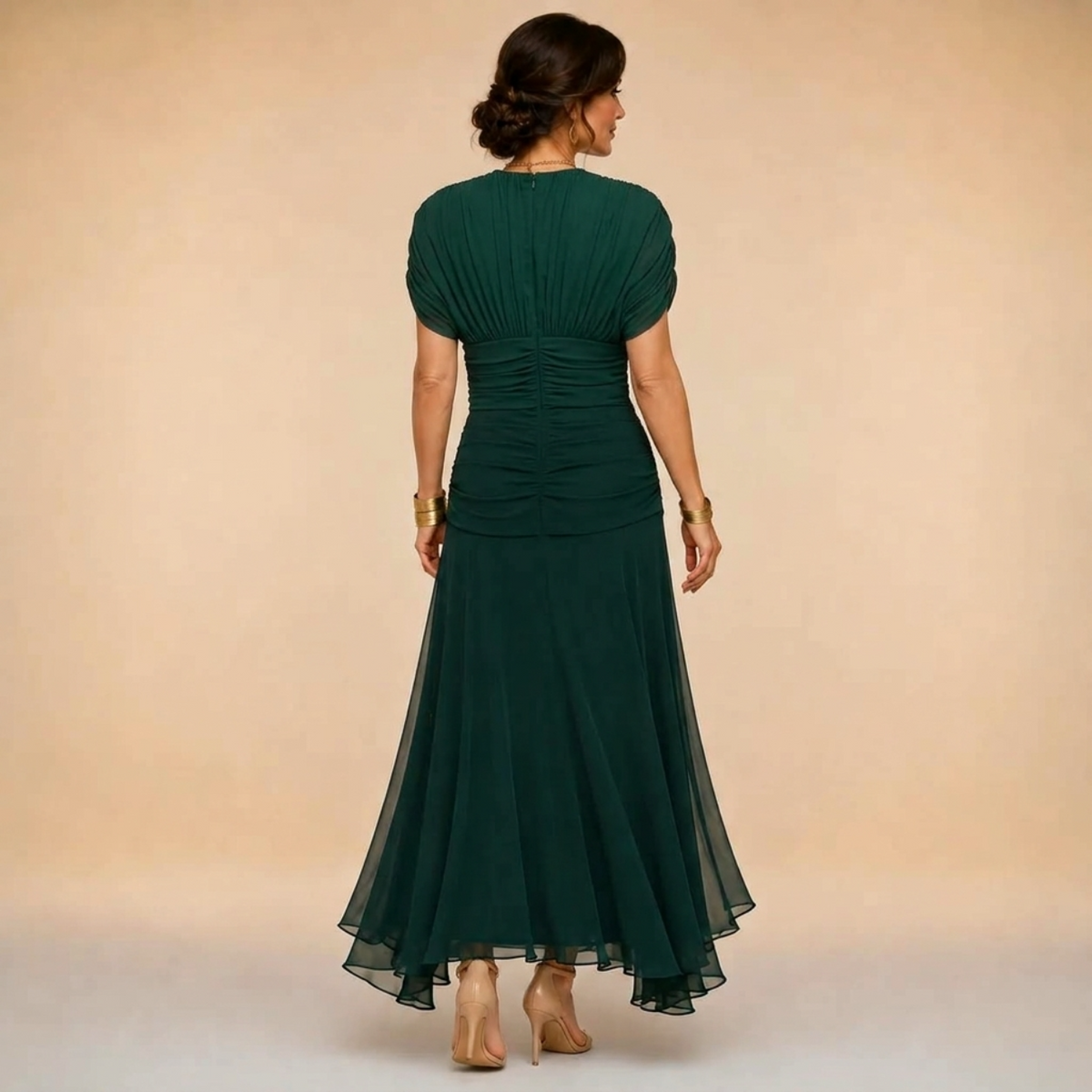 Madeline™ Draped Sleeve Evening Gown