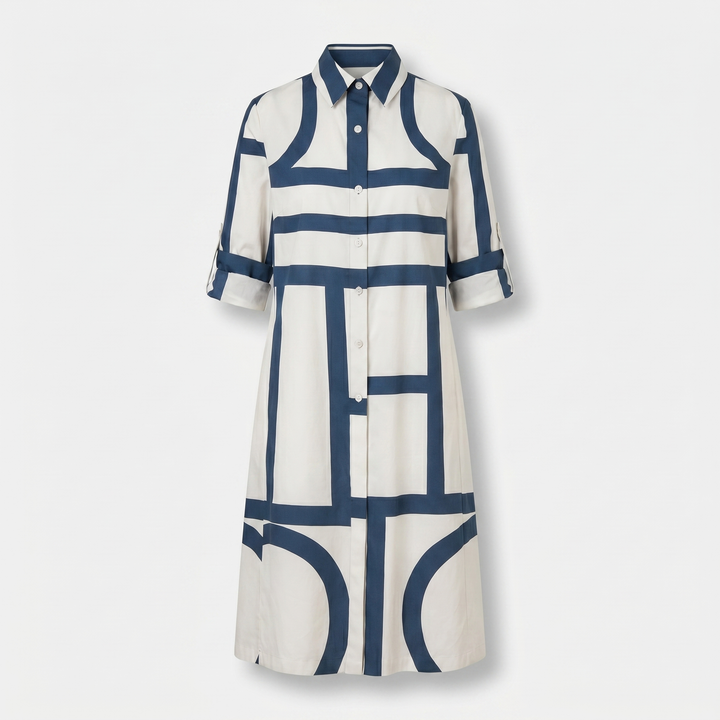Phoebe | Midi Dress – Classic Shirt Collar with Button-Down Front