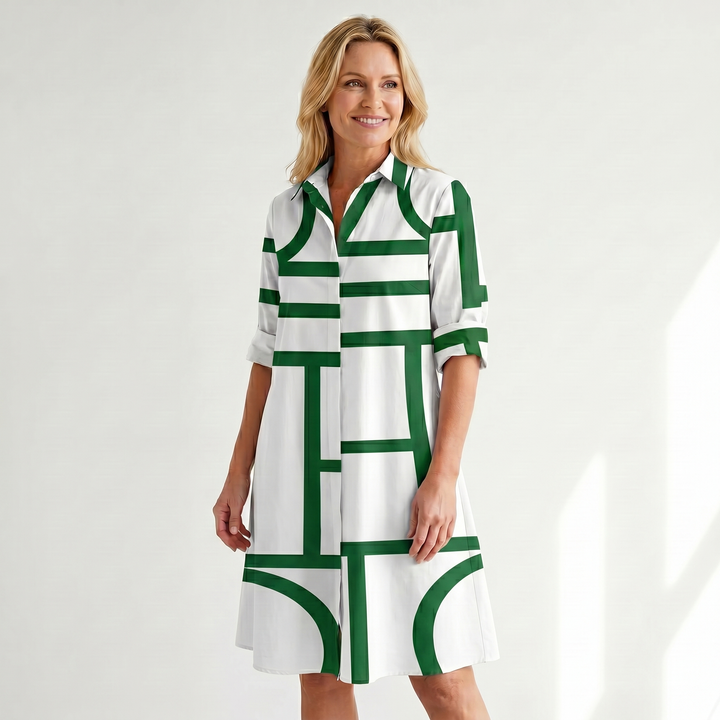 Phoebe | Midi Dress – Classic Shirt Collar with Button-Down Front