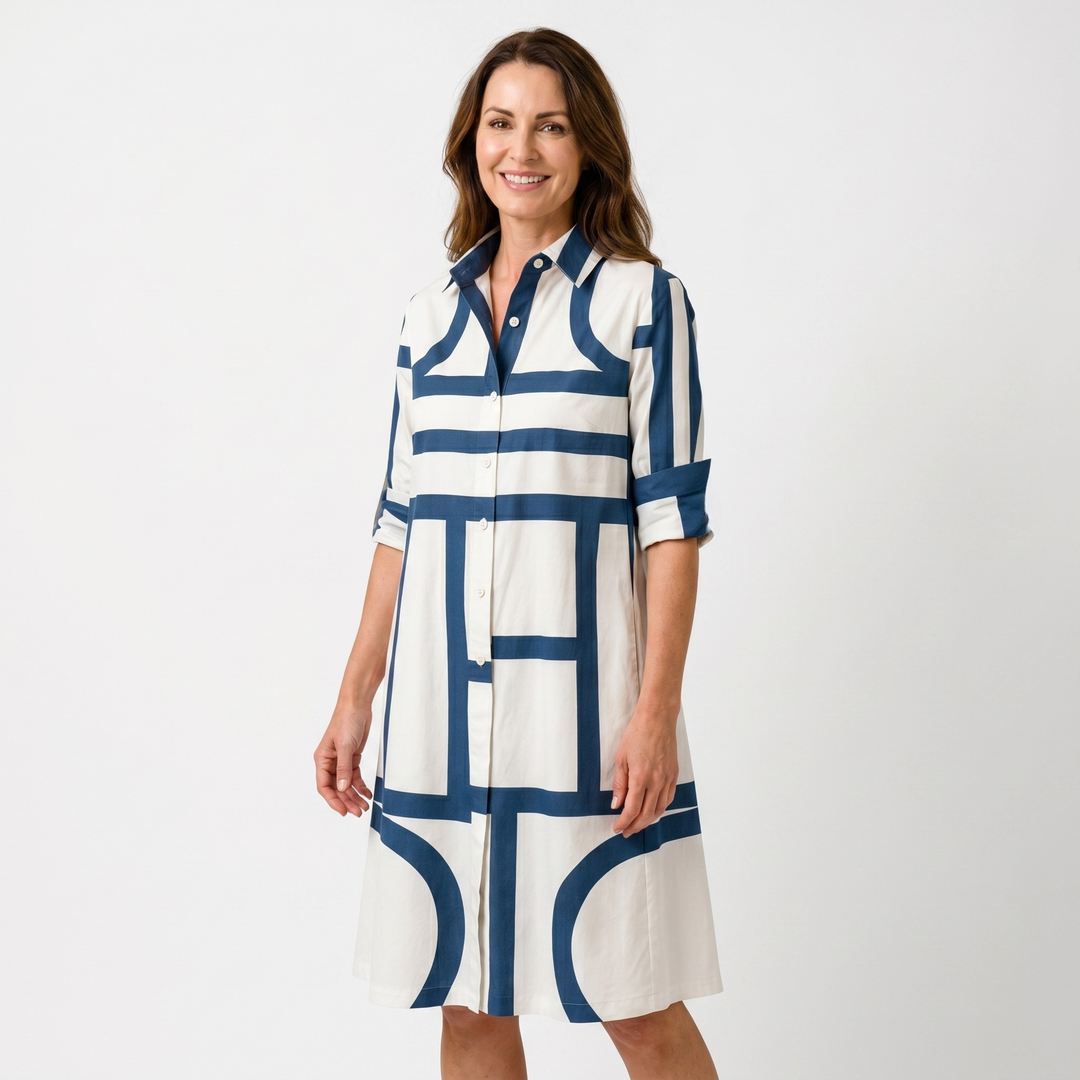 Phoebe | Midi Dress – Classic Shirt Collar with Button-Down Front