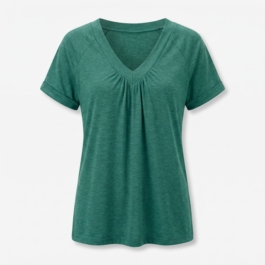 Iris | V-Neck Ruched Top with Elastic Band