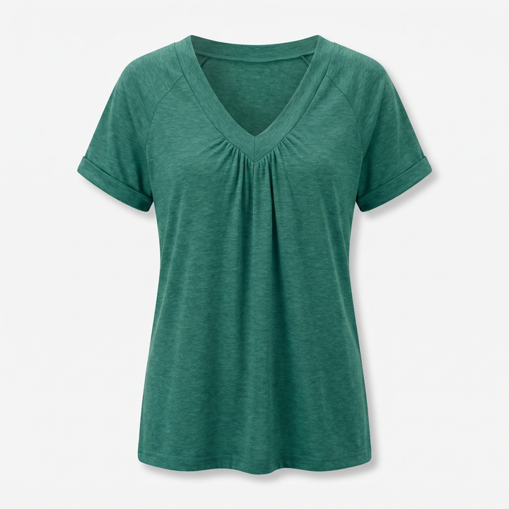 Iris | V-Neck Ruched Top with Elastic Band