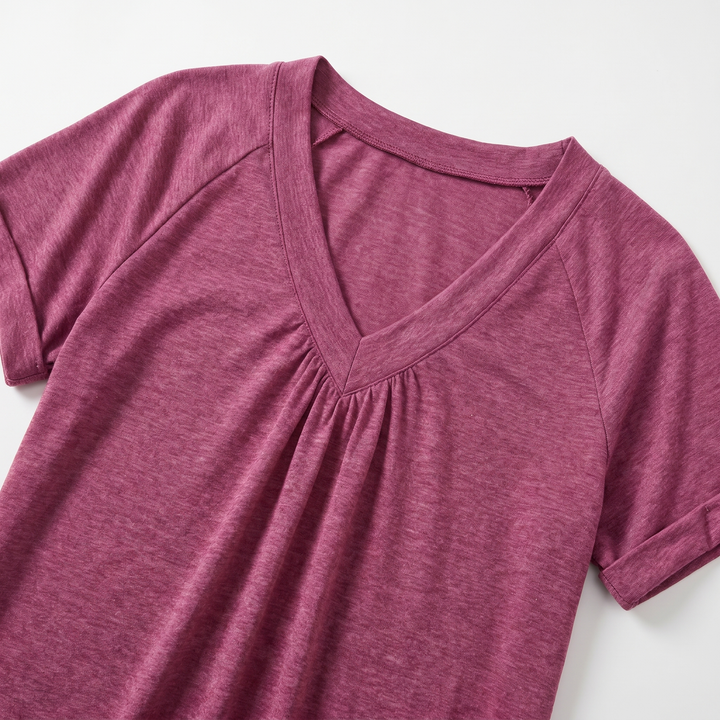 Iris | V-Neck Ruched Top with Elastic Band