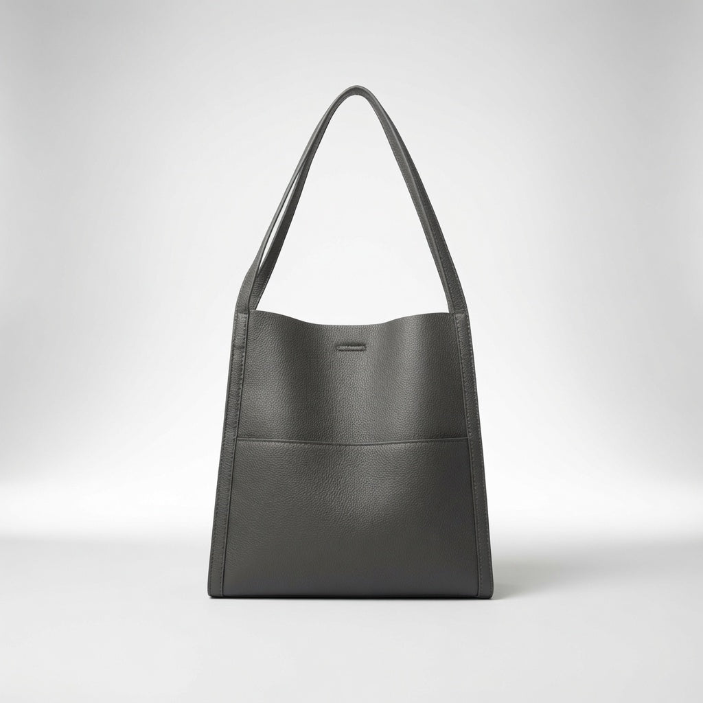 Evelisse timeless leather tote bag in grey