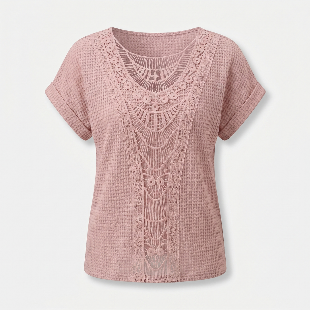 Aurora | Summer T-Shirt with Crochet Lace Panel