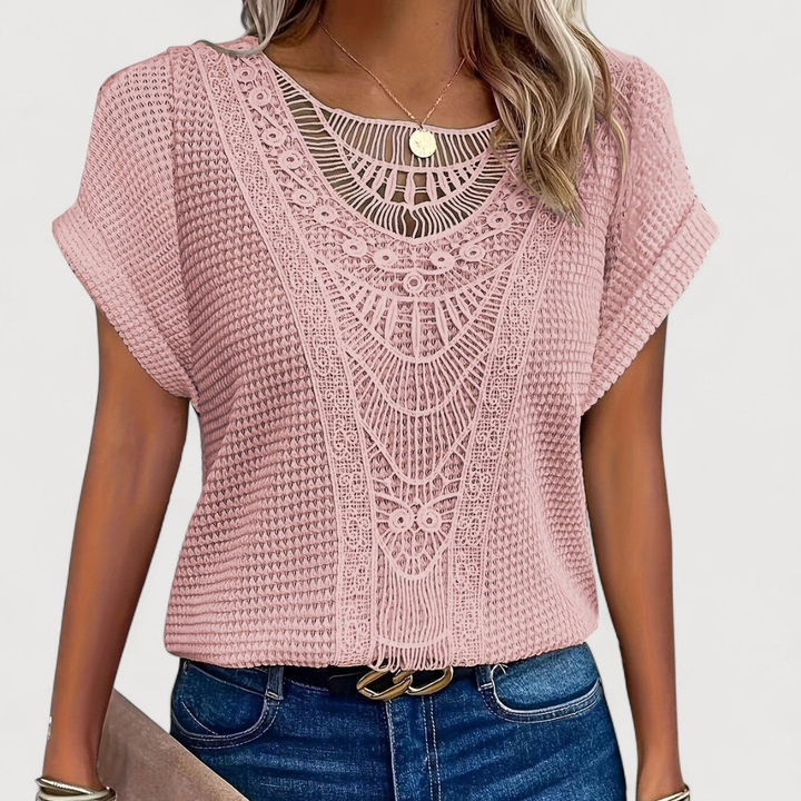 Aurora | Summer T-Shirt with Crochet Lace Panel