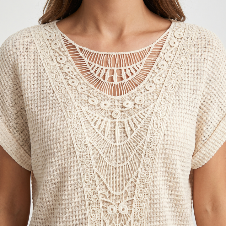 Aurora | Summer T-Shirt with Crochet Lace Panel