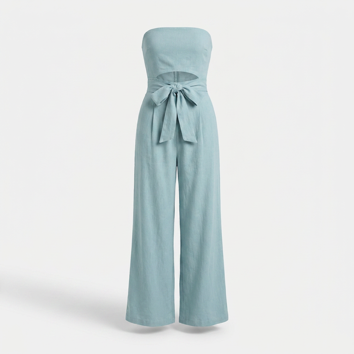 Isla | Bohemian Romper Jumpsuit – Strapless Neckline, Cutout Waist, Wide Leg