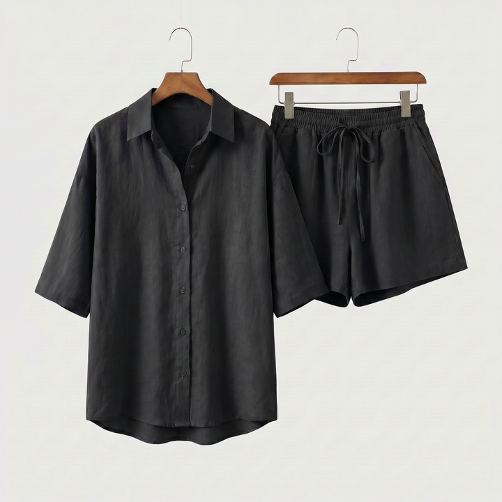 Sara | Linen Lounge Set – Shirt & Shorts