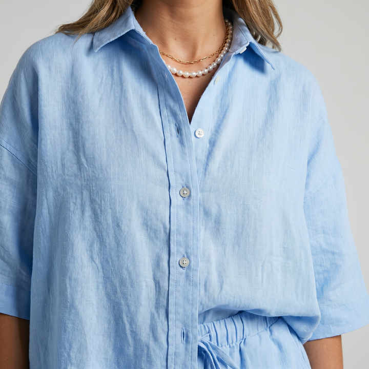 Sara | Linen Lounge Set – Shirt & Shorts
