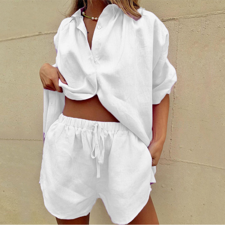 Sara | Linen Lounge Set – Shirt & Shorts