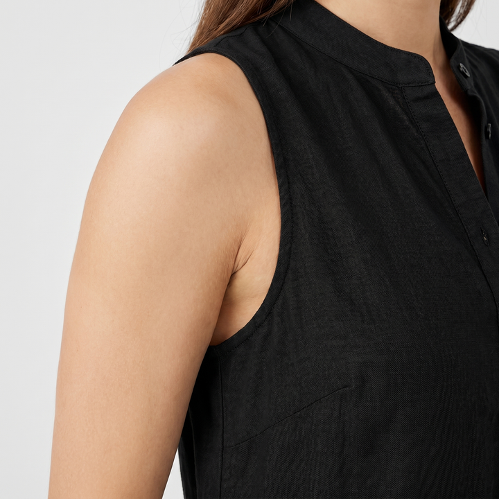 Elena | Linen Sleeveless Jumpsuit with Band Collar
