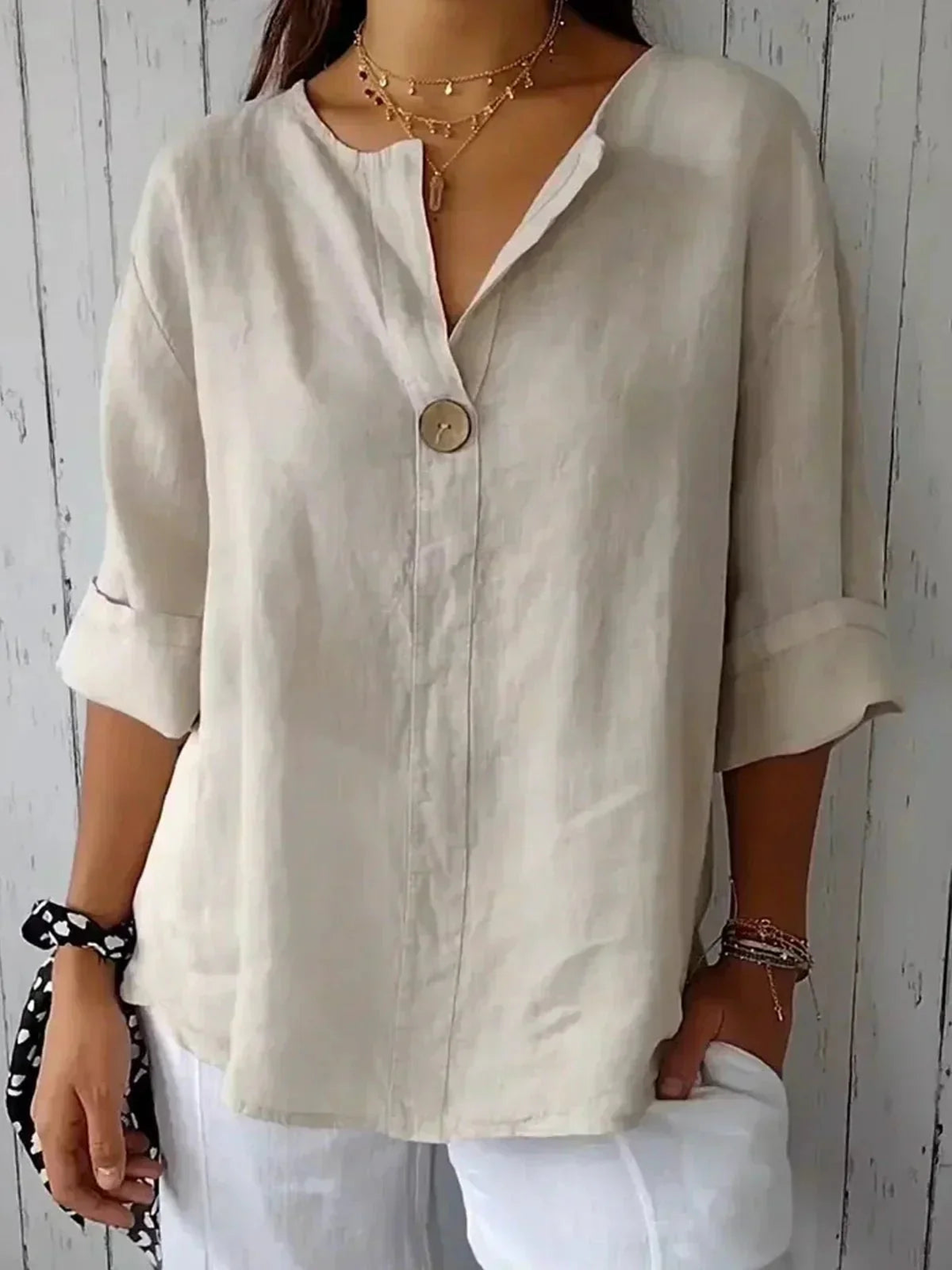Nora | Linen V-Neck Casual Blouse