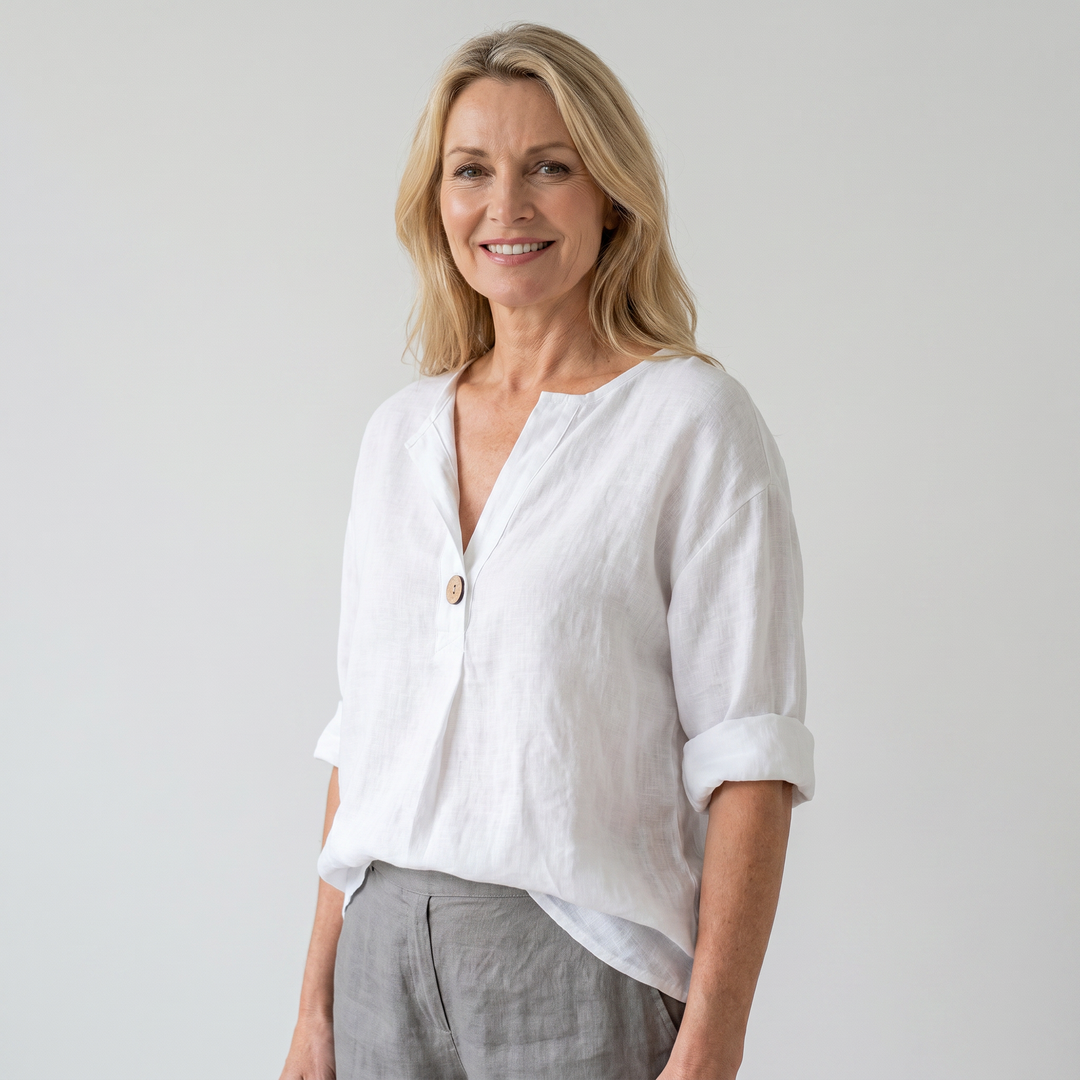 Nora | Linen V-Neck Casual Blouse