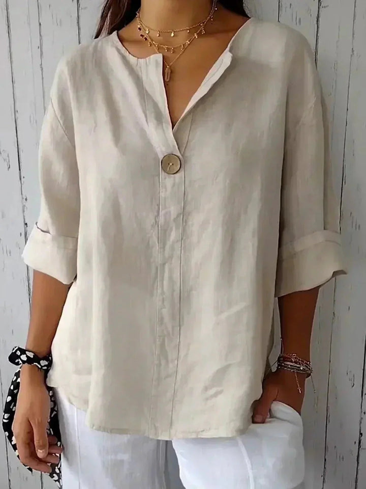 Hannah | Linen V-Neck Casual Blouse