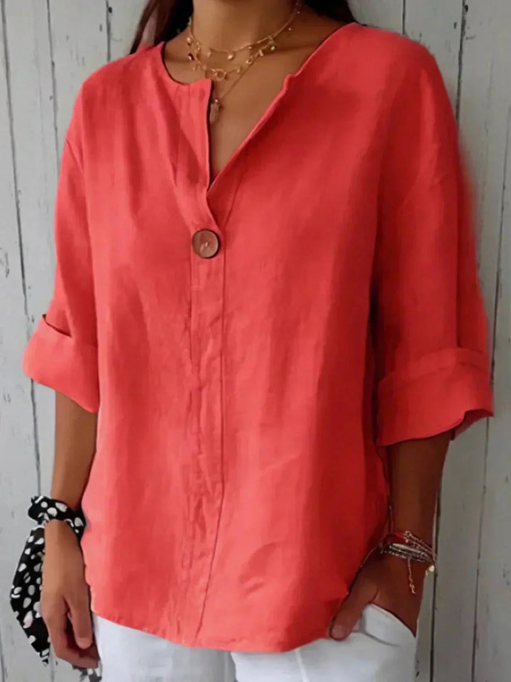 Hannah | Linen V-Neck Casual Blouse