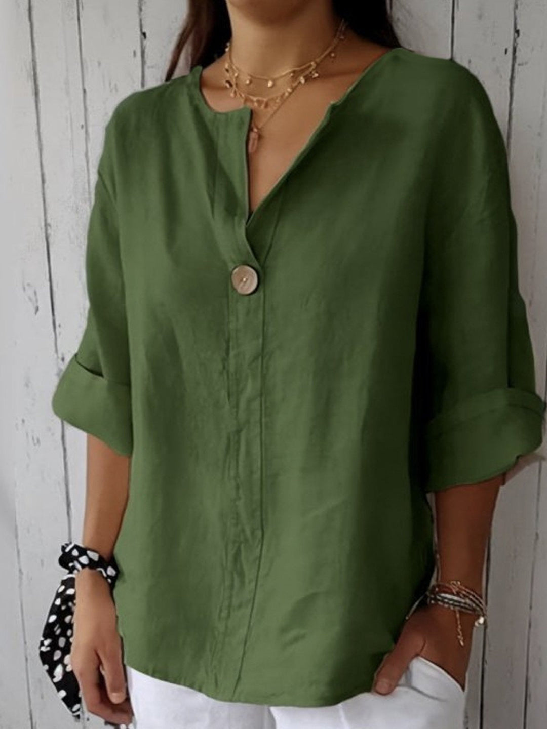 Hannah | Linen V-Neck Casual Blouse