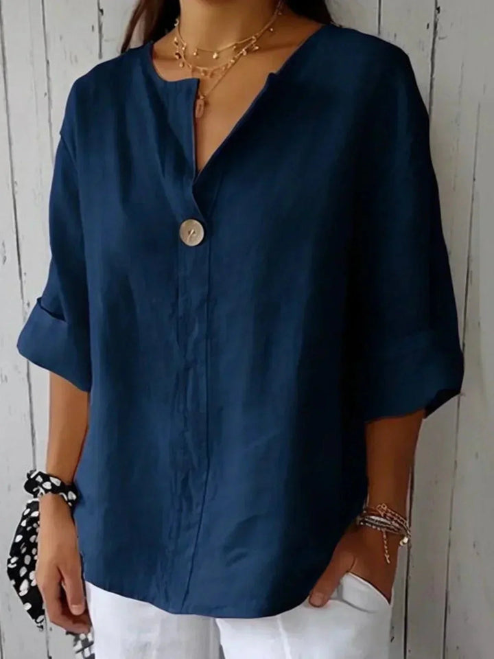Hannah | Linen V-Neck Casual Blouse