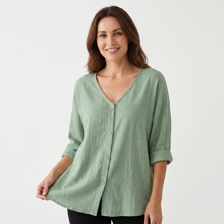 Layla | Relaxed Summer Blouse with Button-Up