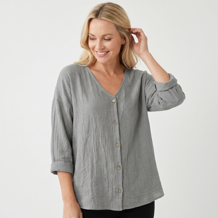 Layla | Relaxed Summer Blouse with Button-Up
