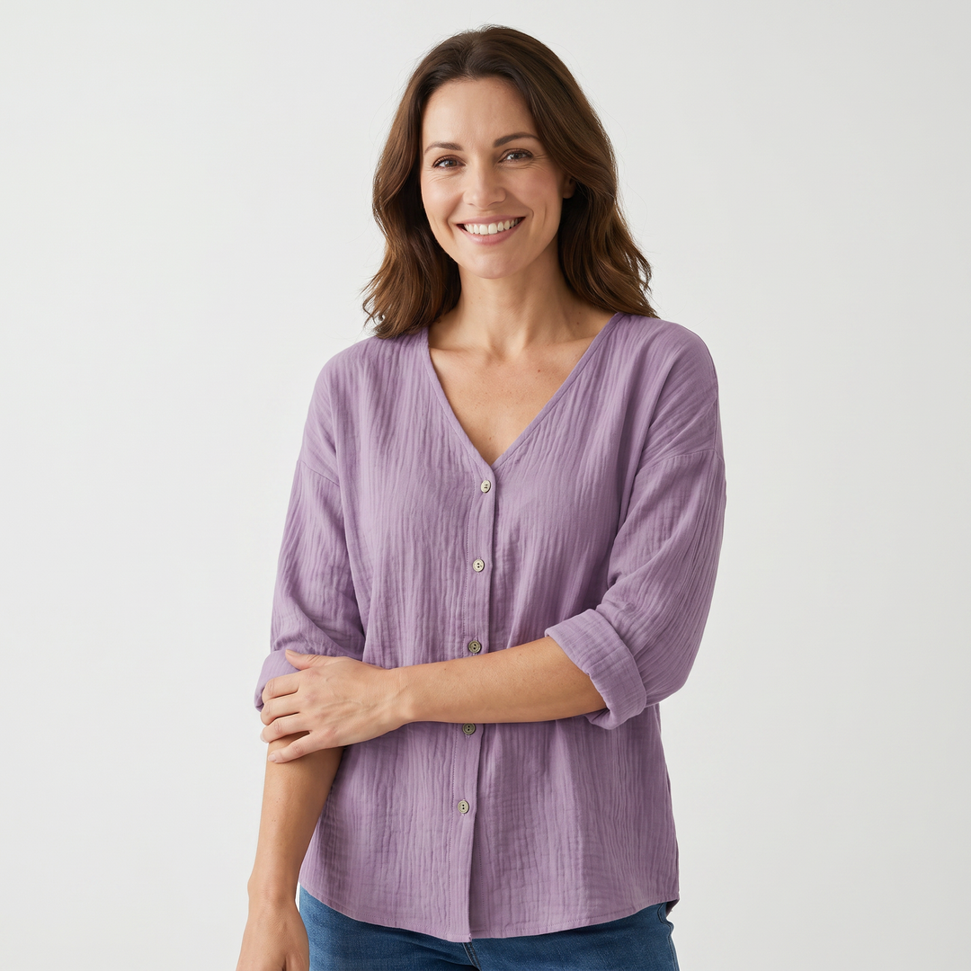 Layla | Relaxed Summer Blouse with Button-Up