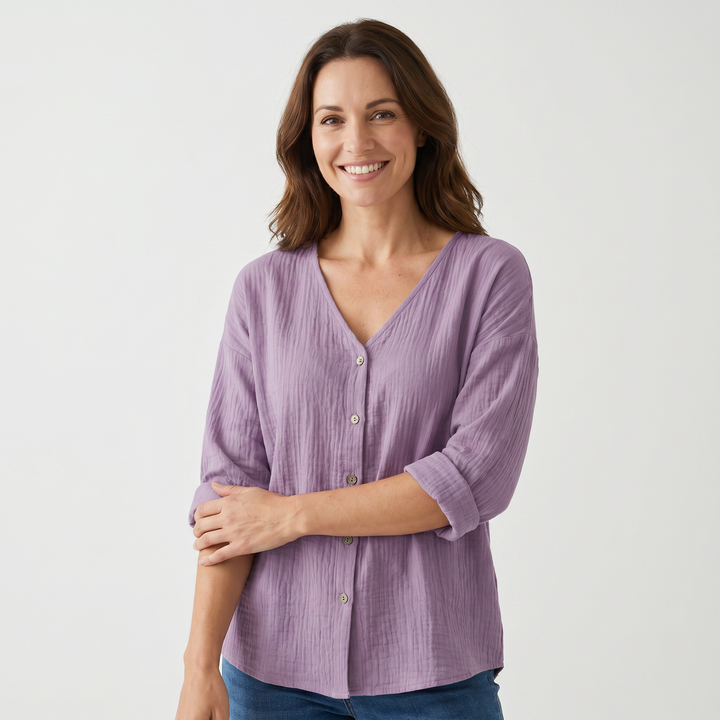 Layla | Relaxed Summer Blouse with Button-Up