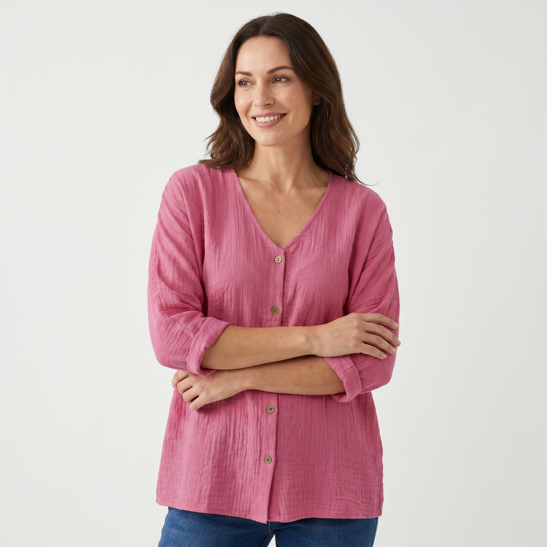 Layla | Relaxed Summer Blouse with Button-Up