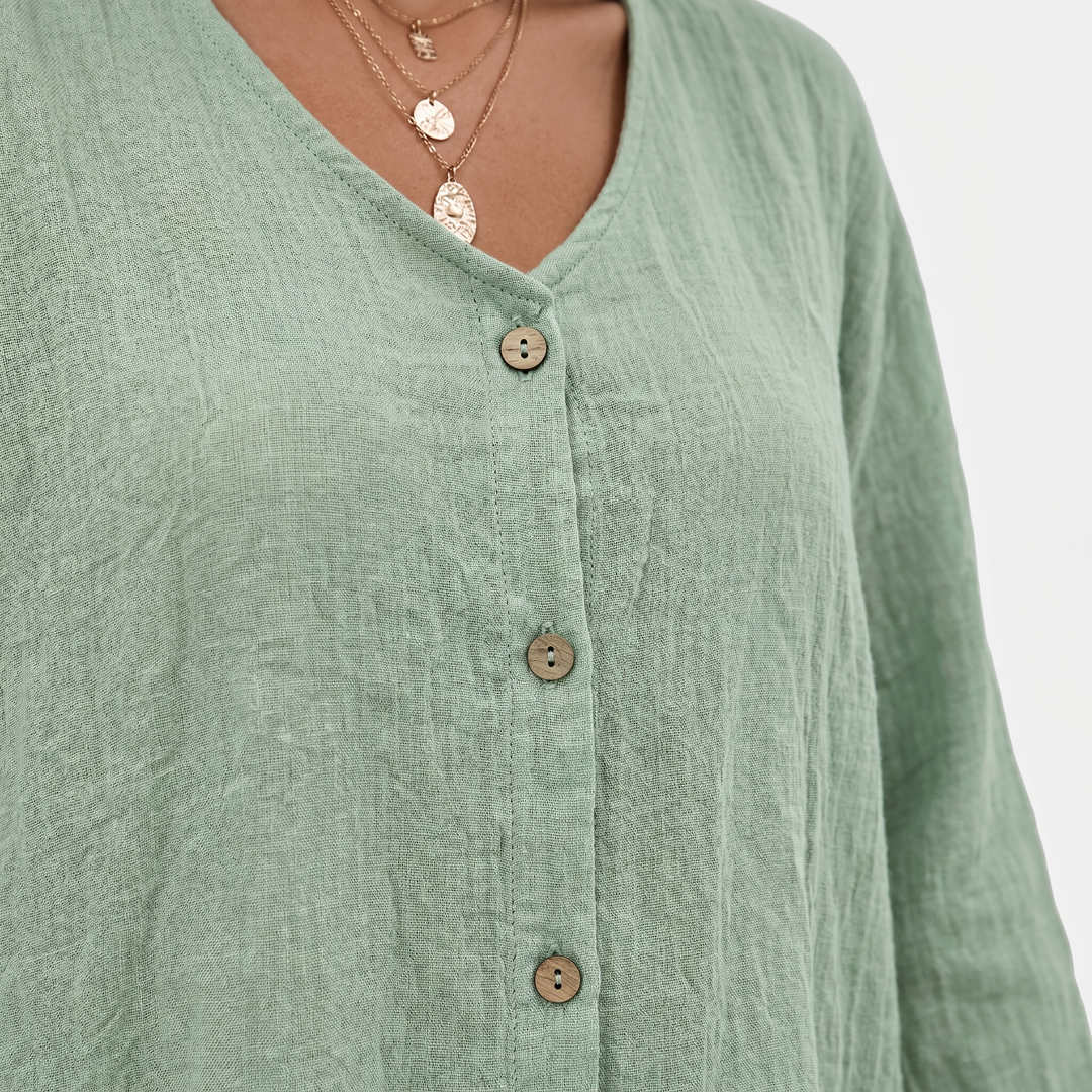 Layla | Relaxed Summer Blouse with Button-Up