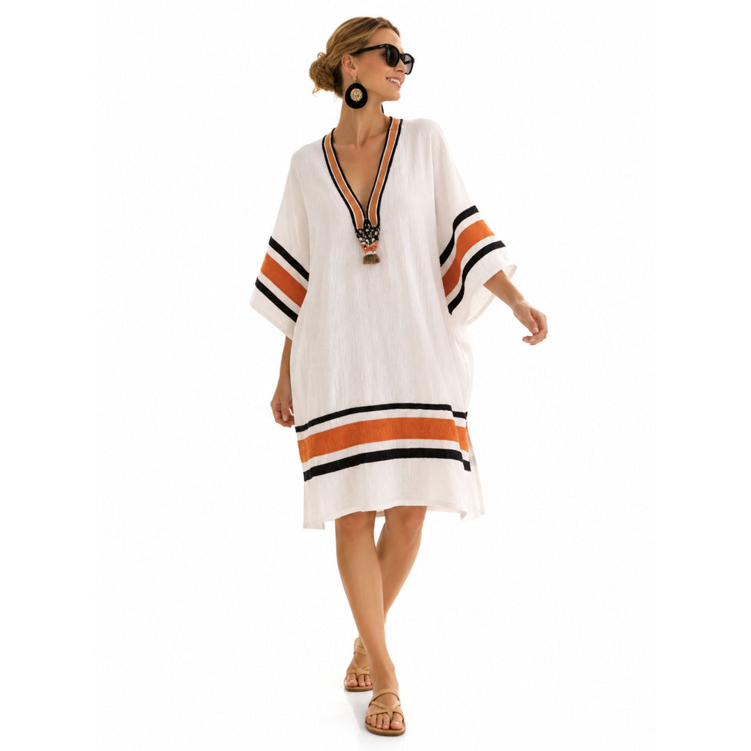 Ruby | Striped V-Neck Summer Dress – Elegant Everyday Style