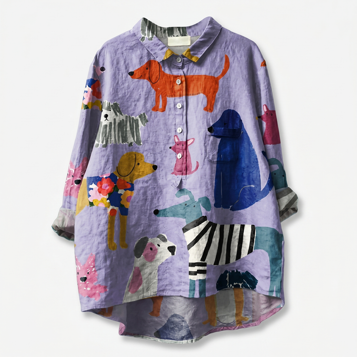 Rose | Oversized Blouse with Dog Print