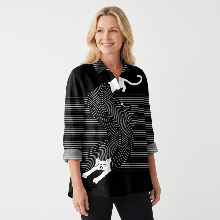 Rose | Oversized Blouse with Dog Print