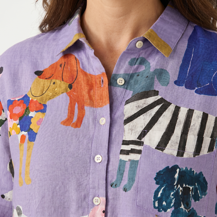 Rose | Oversized Blouse with Dog Print