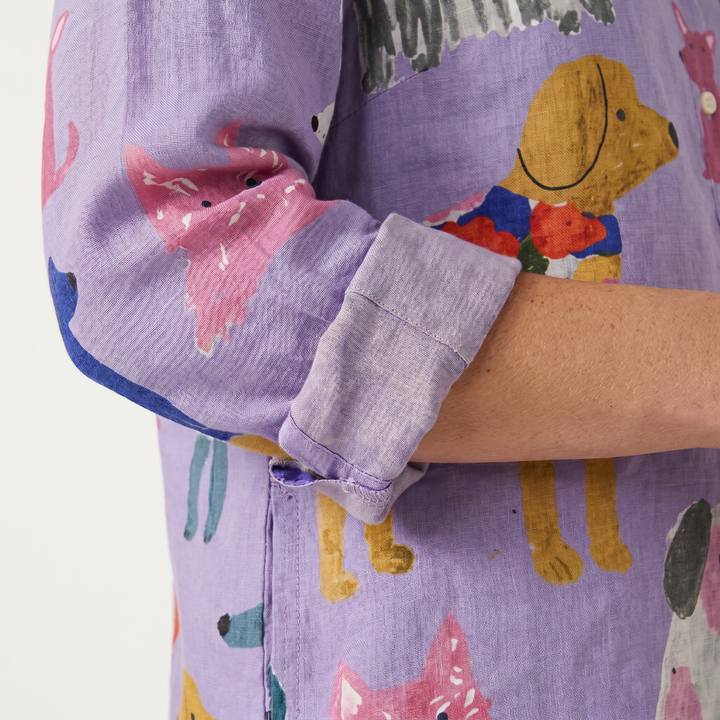 Rose | Oversized Blouse with Dog Print