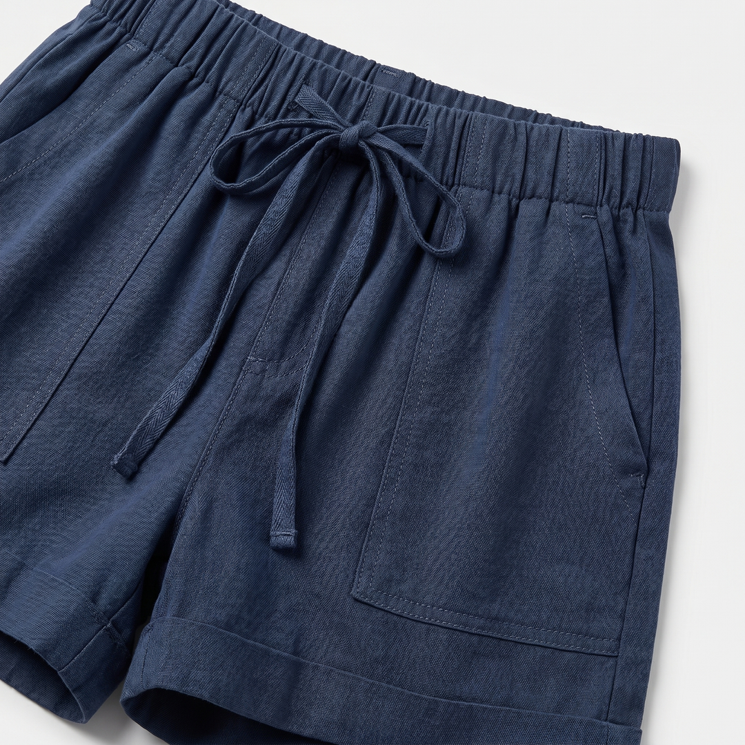 Isla | Patch Pockets Cotton Shorts with Cuffed Hem